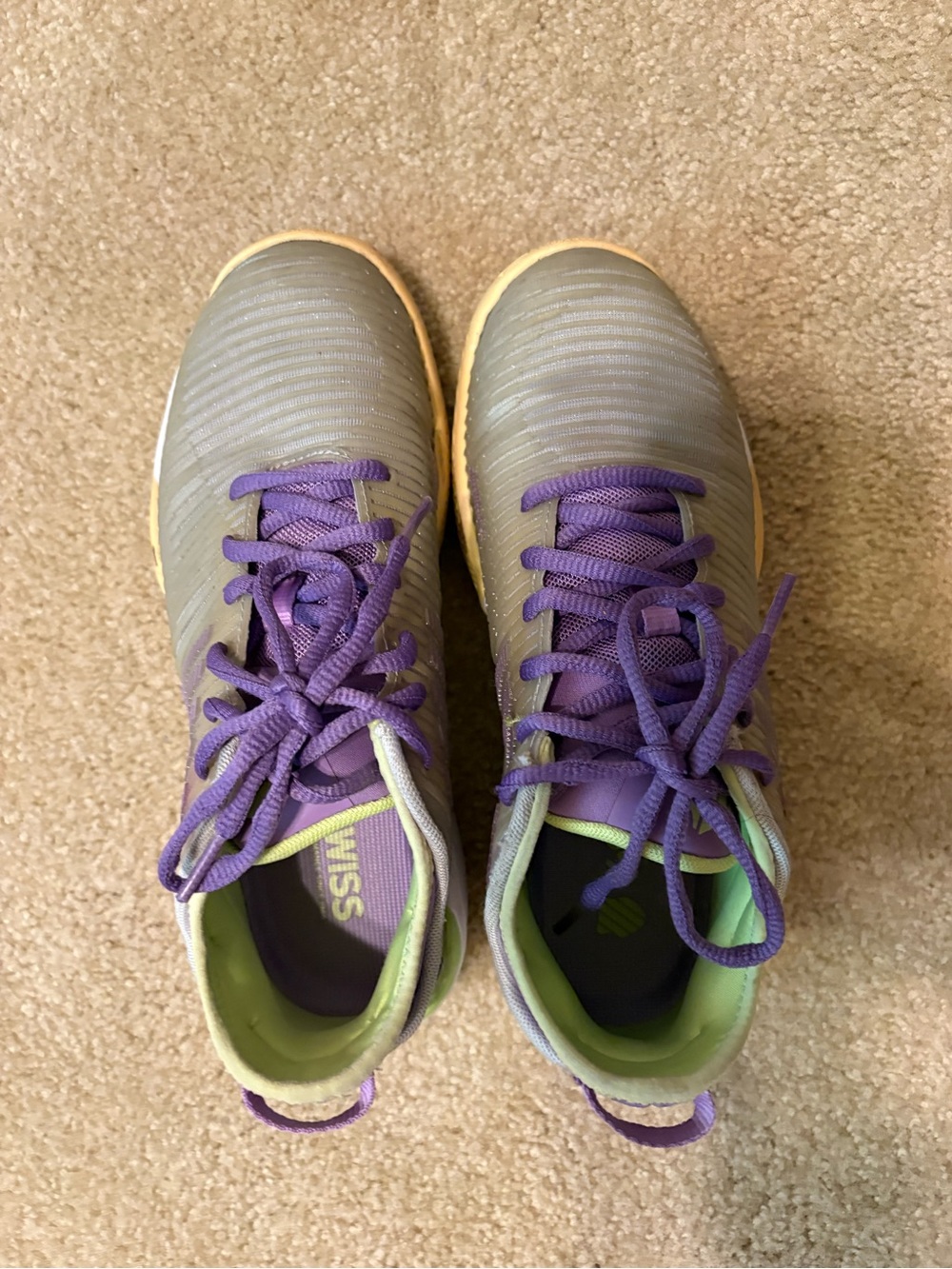 Women's Athletic Sneakers in Gray with Purple Accents